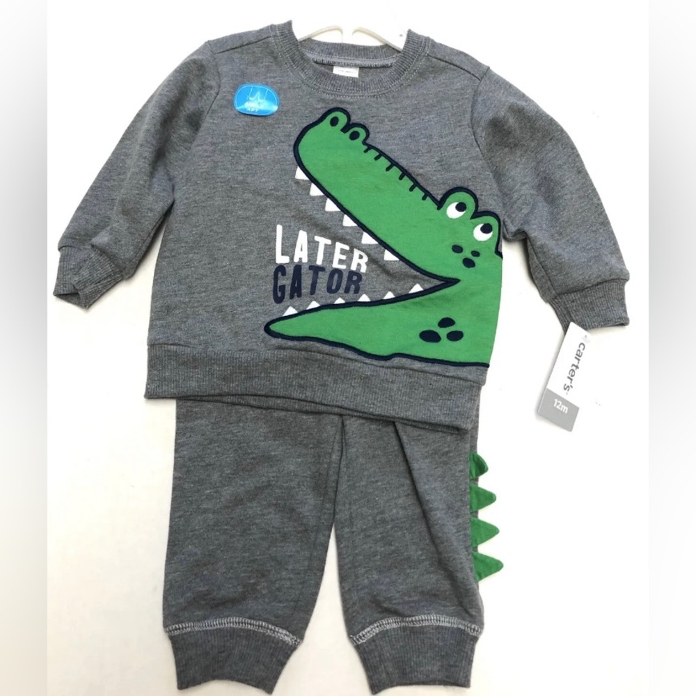 Carter's Baby 2 Piece Alligator Later Gator Sweatshirt and Pants Set Size 12M